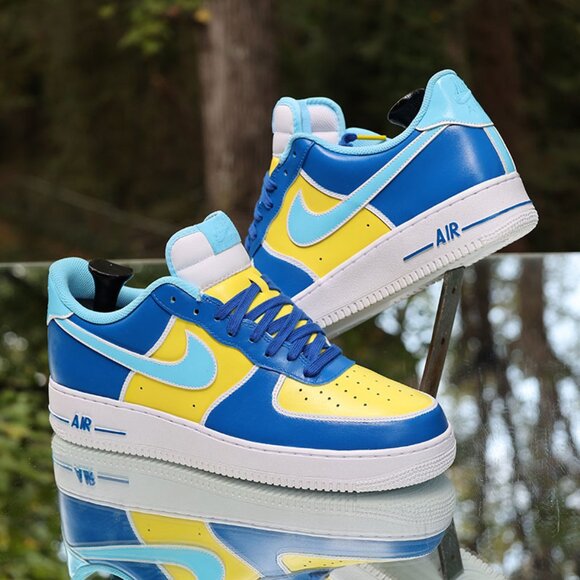 Nike Air Force 1 Custom Military Blue Yellow - Picture 1 of 15